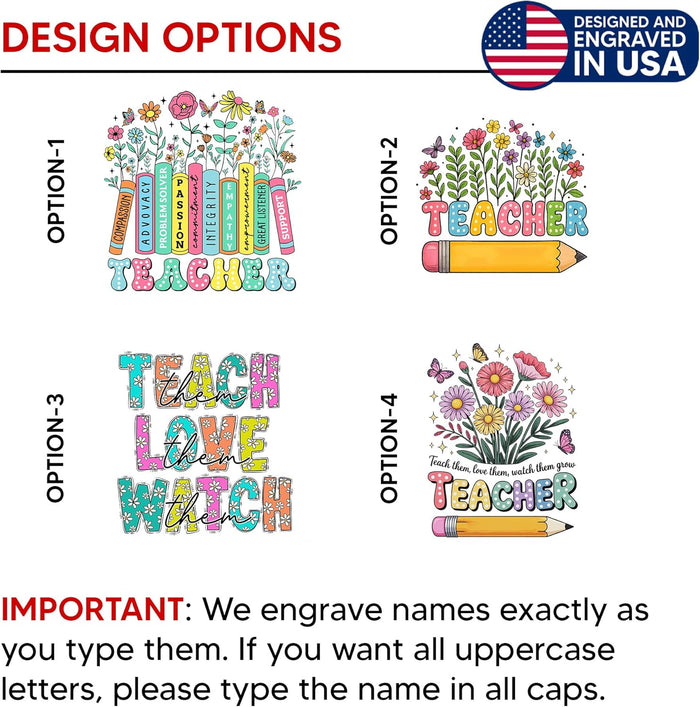 Daphne's Curations Customizable Teacher Journal – Leather Notebook with Choice of Inspirational Teacher Graphic – Appreciation Gift