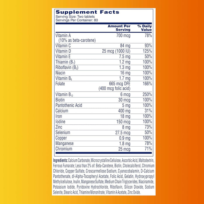 One A Day Women’s Petites Multivitamin,Supplement with Vitamin A, C, D, E and Zinc for Immune Health Support, B Vitamins, Biotin, Folate (as folic acid) & more,Tablet, 160 count