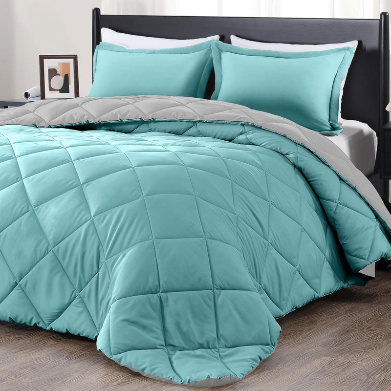 downluxe Twin Comforter Set - Blue and Sapphire Twin Comforter, Soft Bedding Sets for All Seasons -2 Pieces - 1 Comforter (66"x92") and 1 Pillow Sham(20"x26")