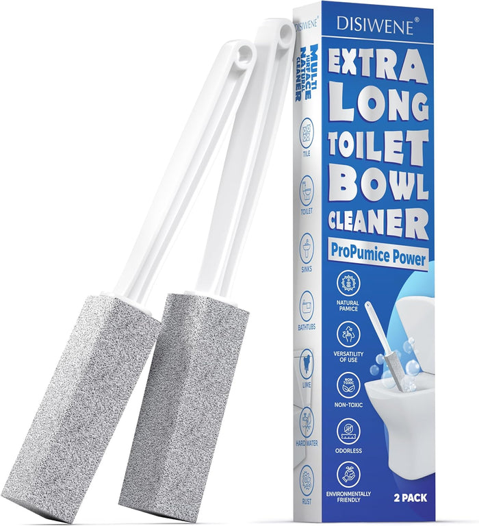 DISIWENE Pumice Cleaning Stone with Handle Toilet Bowl Cleaner Hard Water Ring Remover for Bath/Pool/Kitchen/Household Cleaning (5, 5 Pack with Twist-Off Handle)