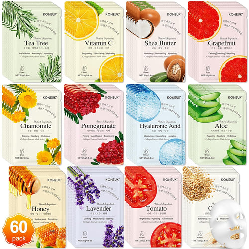 9 Pack Collagen Face Masks Skincare for Women, Hydrating Sheet Face Masks Suitable for All Skin Types, Bulk Facial Masks for Women Skin Care, Face Mask Gifts Set for Spa Party