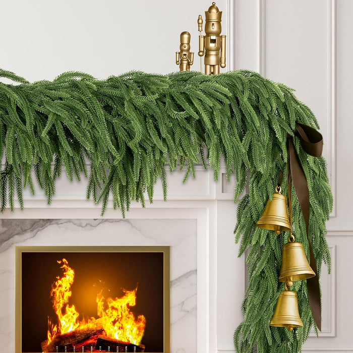 Neitra 2 Pcs Artificial Norfolk Pine Garlands, 6 Ft Real Touch Pine Garlands Christmas Garland for Table, Mantle, Stair, Wall, Indoor, Outdoor Christmas Decorations