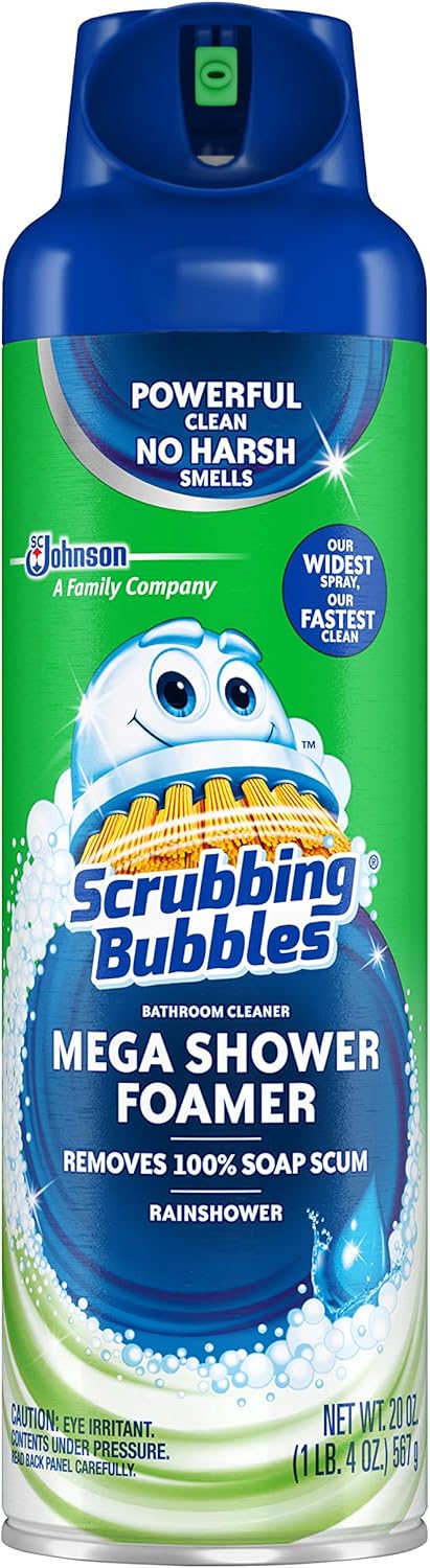 Scrubbing Bubbles Mega Bathroom and Shower Foamer Aerosol, Rainshower Scent, 20oz (Pack of 2)