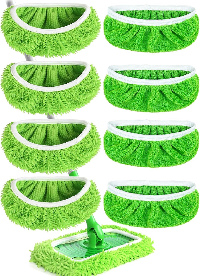 Reusable Microfiber Mop Pads Washable Wet Pads Compatible with Refills for Swiffer Sweeper Wet & Dry Sweeping Cloths Mop Head Replacement for Household Cleaning