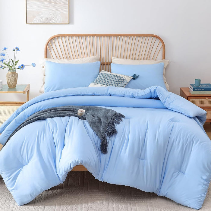 ROSGONIA Oversized Queen Comforter Beige, 3pcs (1 Comforter & 2 Pillowcases) Lightweight Oversized Queen Comforter Sets Bedding Blanket Quilts