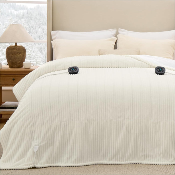 Bedsure GentleSoft Heated Blanket Electric Throw - Soft Ribbed Flannel Electric Blanket, Heating with 4 Time Settings, 6 Heat Levels, 3 hrs Timer Auto Shut Off, Gifts for Grandma (50x60 inches, Grey)