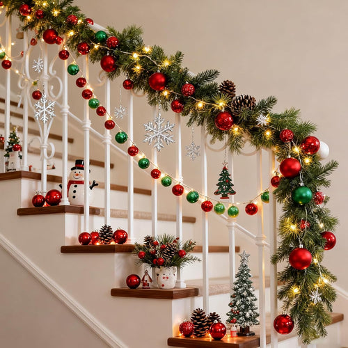 6 Ft Artificial Norfolk Pine Garlands, Realistic Christmas Garland for Mantle, Real Touch Cedar Garland for Table, Stairs, Indoor & Outdoor Decor, Christmas Decorations