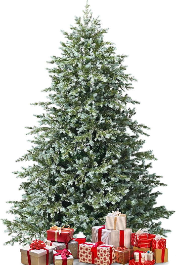 DORTALA Artificial Christmas Tree, 8FT Evergreen Xmas Tree with 1658 Branch Tips, Foldable Metal Stand, Green