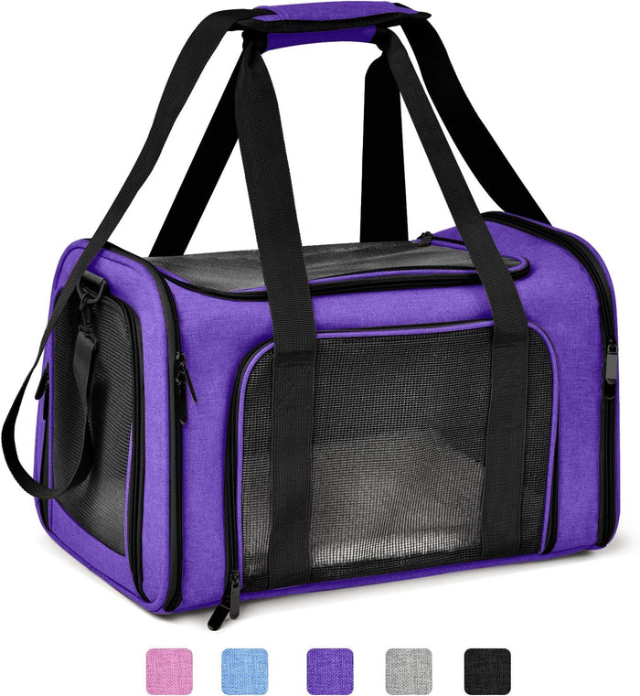 Henkelion Cat Carriers Dog Carrier Pet Carrier For Small / Medium Cats Dogs Puppies (Up To 15lbs), TSA Airline Approved Small Dog Carrier Soft Sided, Collapsible Waterproof Travel Puppy Carrier - Grey