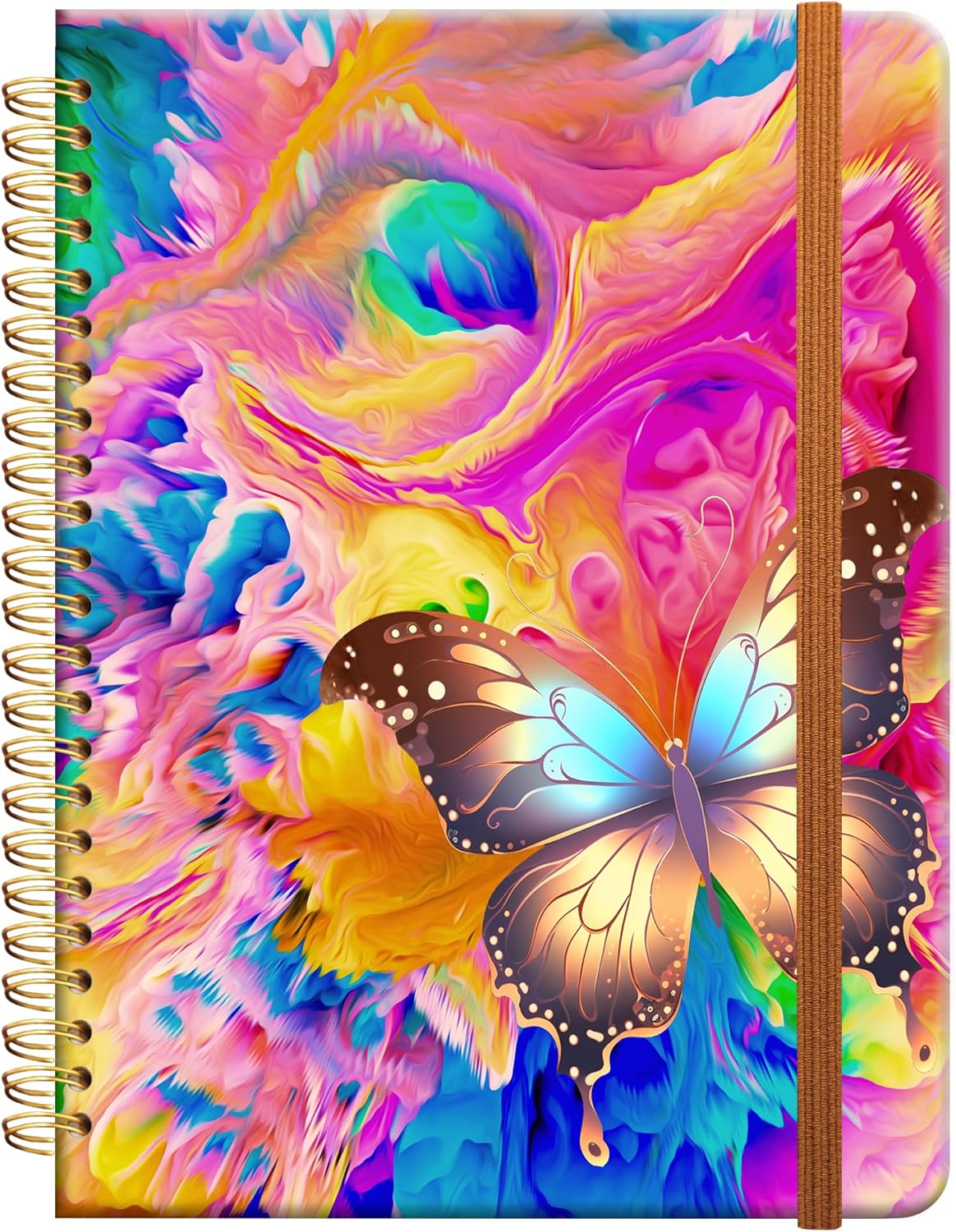 Ruled Spiral Writing Notebook,A5 Hardcover Lined College Journal for Women Lady Girl,Strong Twin-Wire Binding with Premium Paper,8.4" X 6",Perfect for School,Office,Home Gifts(watercolor roes floral)