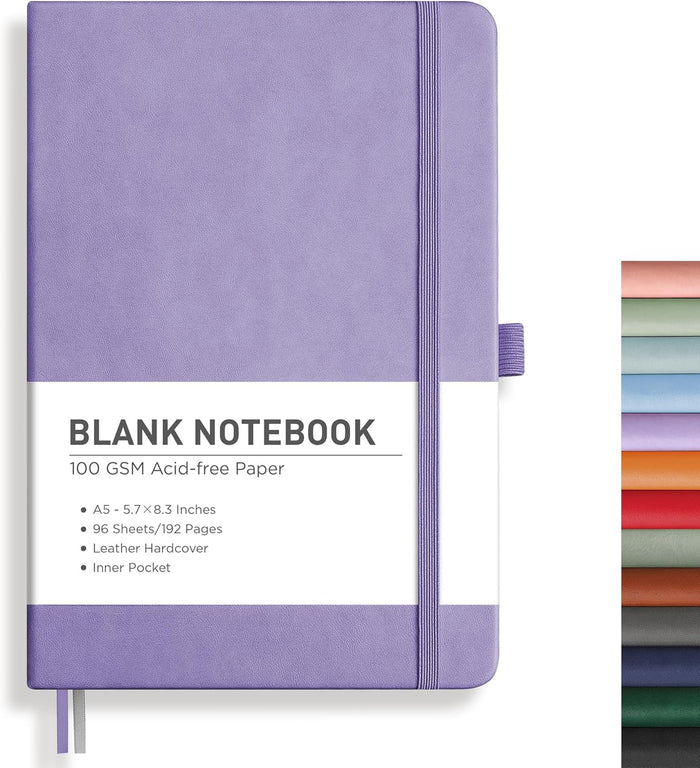 RETTACY Lined Journal Notebook, 192 Numbered Pages, A5 Medium Size (5.7'' x 8.3''), for Men & Women, Journaling, Writing, Work & Office, Leather Hardcover, 100 GSM Thick Paper (Brown)