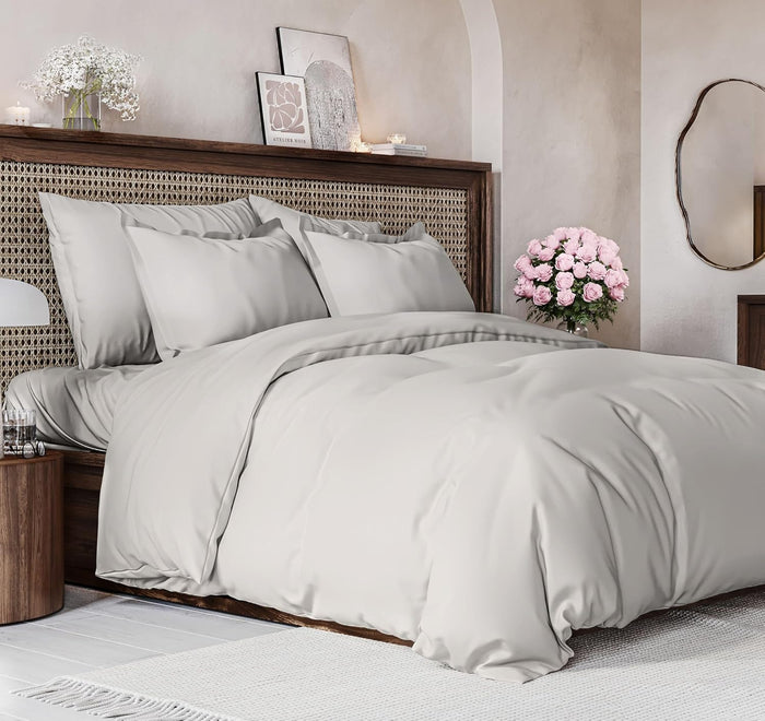 Duvet Cover King Size Set - Extra Soft King Size Duvet Cover 104 x 90 with 2 Pillow Shams - Hotel Luxury, Easy Care and Fade Free with Zipper Closures & Ties - Comfy, Breathable Bedding Set (White)