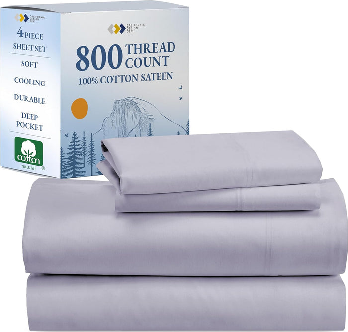 California Design Den Split King Sheet Set - Luxury 800 Thread Count, 100% Cotton Sateen, Bedding Set with Deep Pockets, Cooling & Softer Than Egyptian Cotton Sheets (Beige)