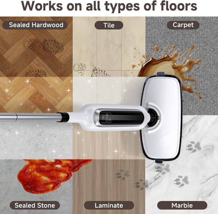 12-in-1 Steam Mop, Detachable Handheld Steam Cleaner for Home, 23FT Cord, 3 Steam Modes & LED Display, Steam Mops for Floor Cleaning, Bathroom, Windows, Sofas, Clothes, Tile Grout, Carpets, Furniture