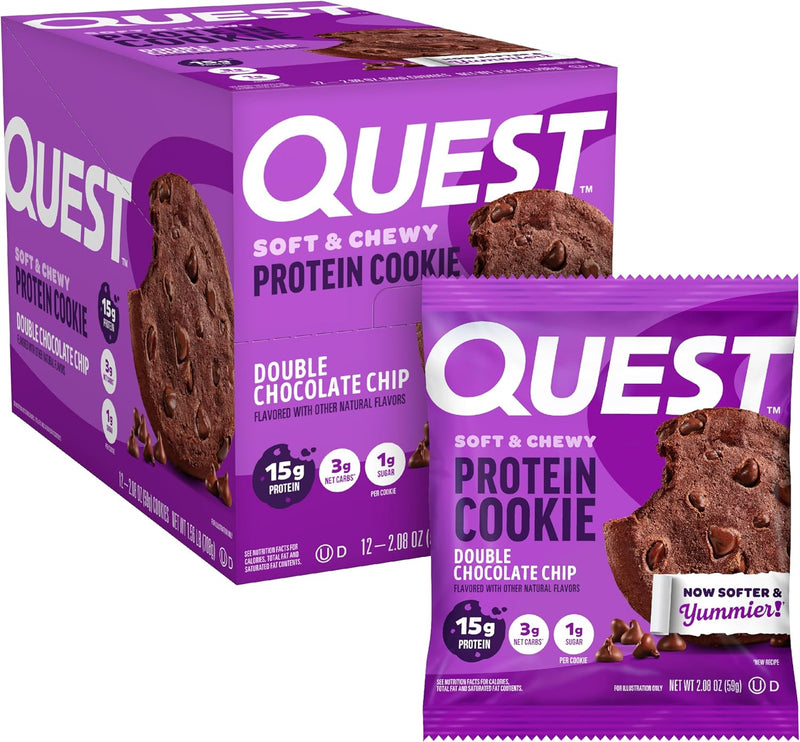 Quest Nutrition Chocolate Chip Protein Cookie, 15g Protein, 1g Sugar, 2g Net Carbs, Keto Friendly, High Protein, Low Carb; 12 Count