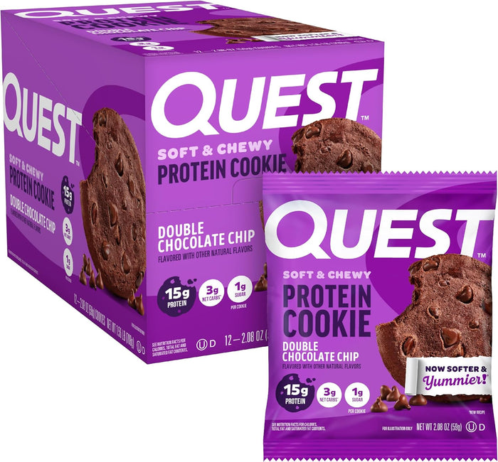 Quest Nutrition Chocolate Chip Protein Cookie, 15g Protein, 1g Sugar, 2g Net Carbs, Keto Friendly, High Protein, Low Carb; 12 Count