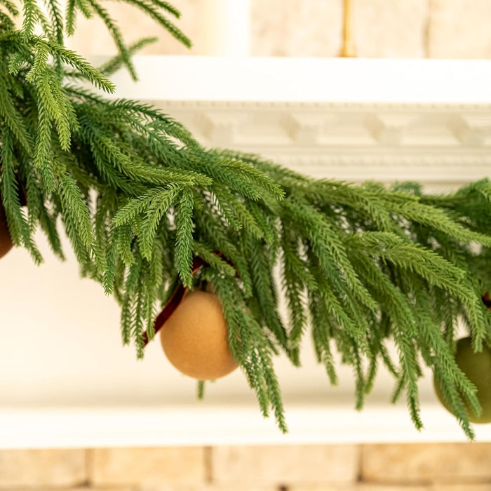 Deluxe Christmas Garland – Real Touch Norfolk Pine Garland for Mantel, Staircase, Arches, and Holiday Decor, Artificial Greenery (Norfolk Pine Garland, 6Feet)