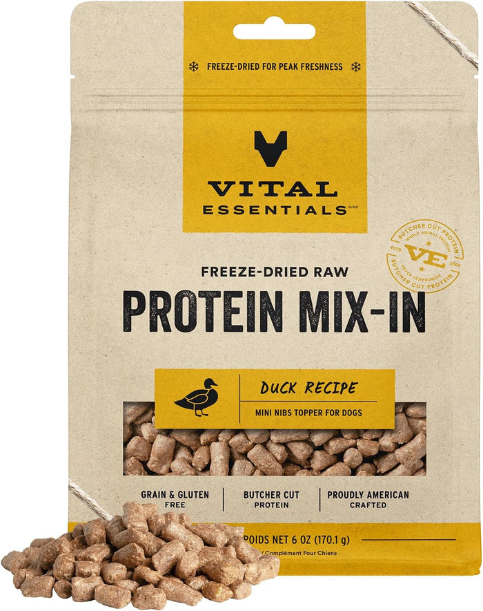Vital Essentials Freeze-Dried Raw Protein Mix-in Dog Food Topper, Rabbit Mini Nibs Topper for Dogs, 18 oz