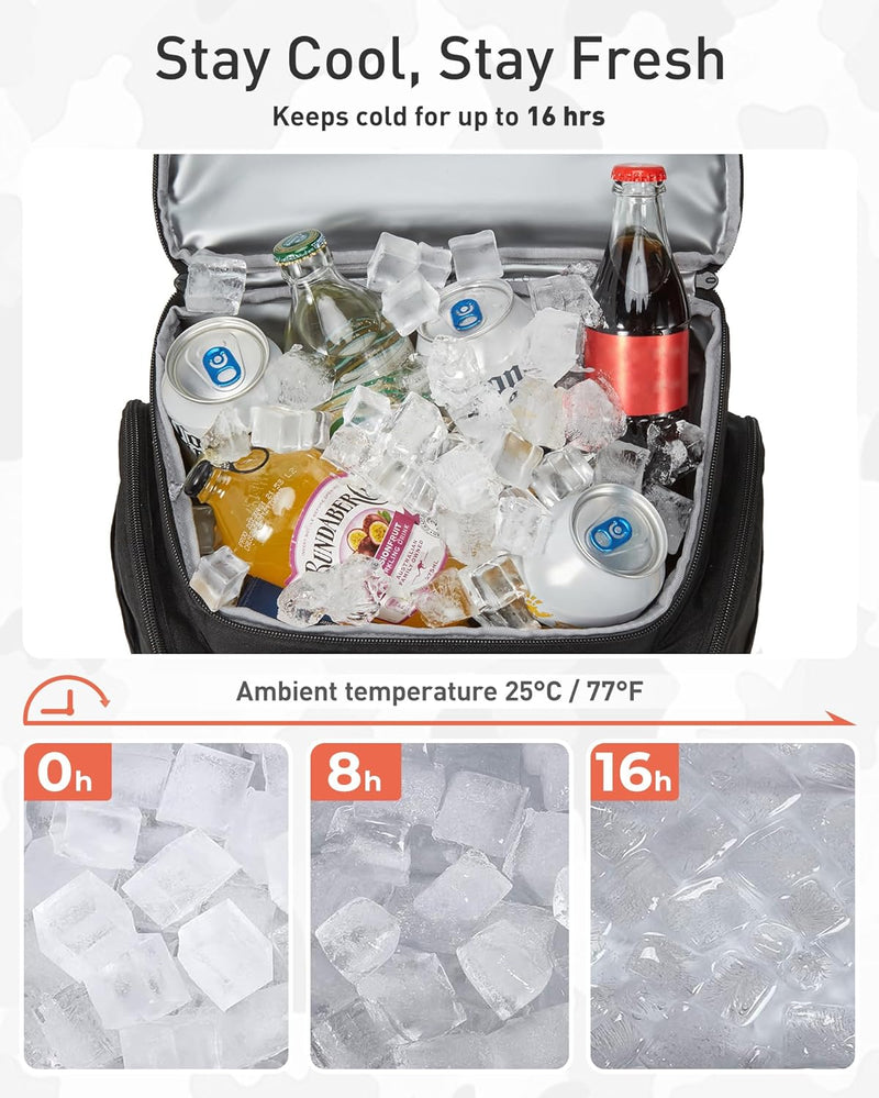 TOURIT 42 Can Tactical Cooler Backpack – Insulated for 16H Ice Retention, Leakproof, Multi-Pocket with DIY Hook & Loop Panel