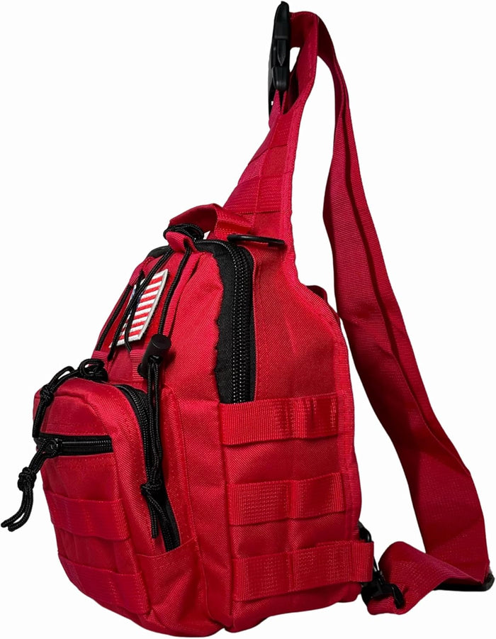 NOVO First Aid Sling Backpack Empty - Red Mini Backpack, Professional Medical Sling Bag & First Tactical Sling