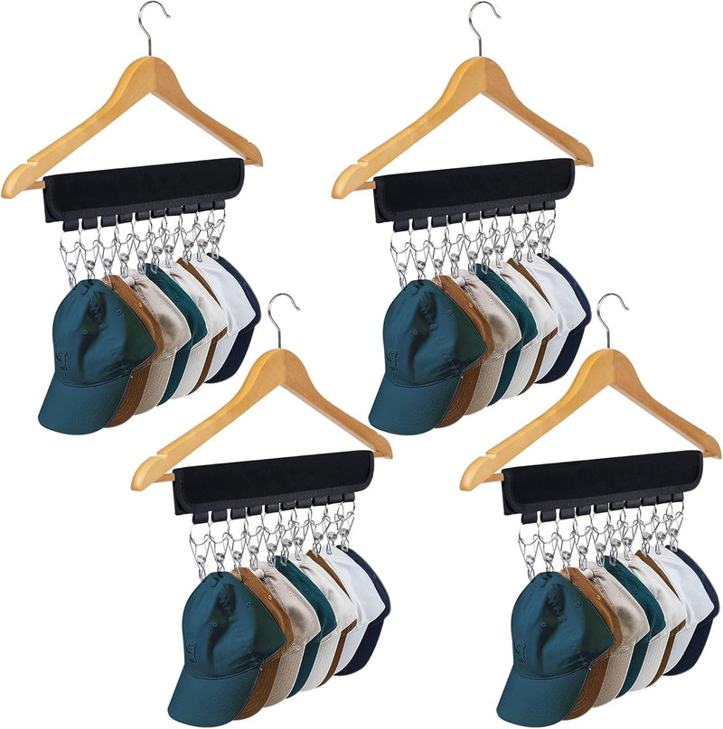 Hat Rack for Baseball Caps Hat Organizer Holder for Hanger & Room Closet Display, 2Pack 10 Hat Storage Clips for Hang Ball Caps Beanie, for Men Gift, Not Including Hangers & Hats (2PC Black)