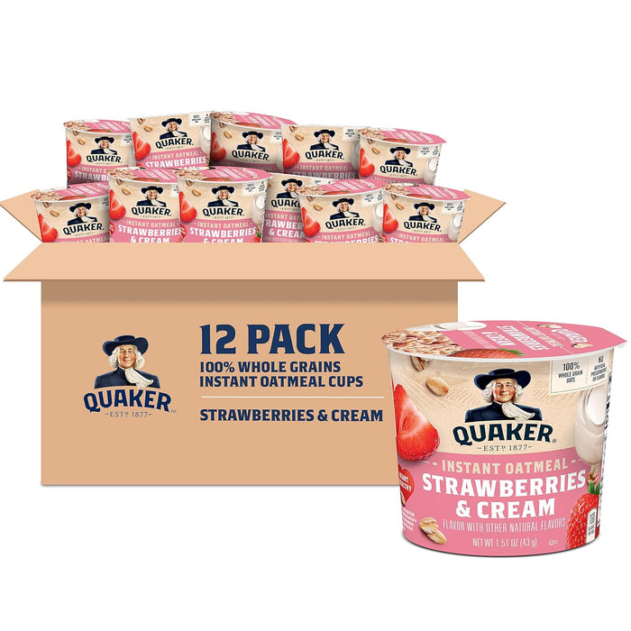 Quaker Instant Oatmeal Express Cups, Maple & Brown Sugar, 1.69 Ounce (Pack of 12)