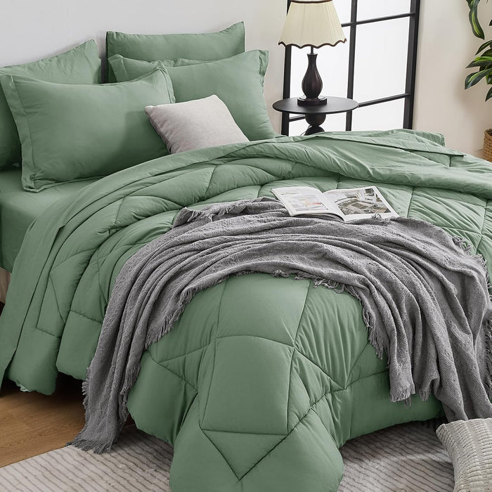 HEVUMYI Pink Queen Comforter Set - 7-Piece All Season Bed in a Bag Queen, Ultra Soft Bedding Set with Comforter, Flat Sheet, Fitted Sheet, Pillowcases, Pillow Shams, Pink