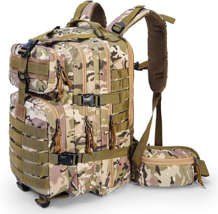 MIRACOL Tactical Survival Backpack Kit: 35L MOLLE Pack with 2.5L Hydration Bladder - Emergency Go Bag for Urban Disaster Volunteers - Reflective Rescue Gear for Evacuation & Field Missions