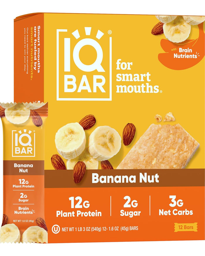 IQBAR Brain and Body Plant Protein Bars - Chocolate Sea Salt - 12-Count - Keto, Vegan, Low Carb, High Fiber, Gluten Free, Dairy Free, Low Sugar Snack with Nutrients for Focus, Energy, Meal Replacement