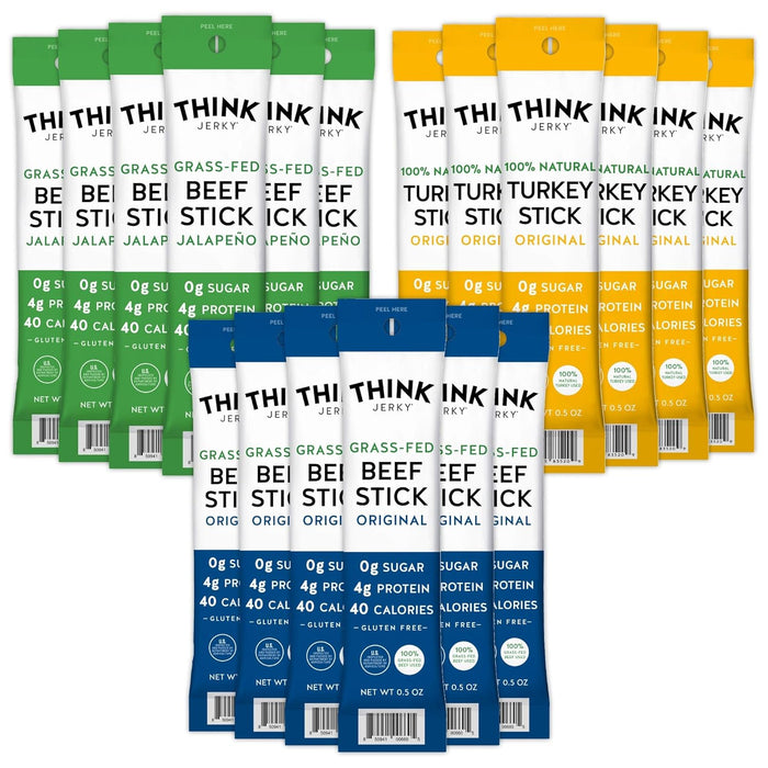 Think Jerky Original Beef Sticks, Gluten and Sugar Free, No Nitrates, Keto Paleo Friendly High Protein Low Carb Meat Snack - 0.5 oz Sticks, 20 Pack