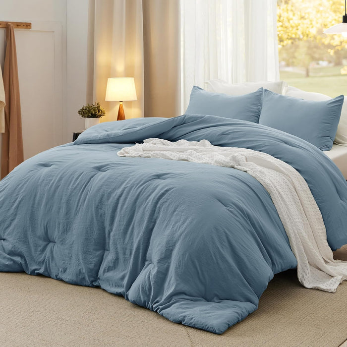 Bedsure Queen Size Comforter Set, Beige Soft Prewashed Bedding for All Seasons, 3 Pieces GentleSoft™ Warm Down Alternative Bed Set, 1 Lightweight Comforter (90"x90") and 2 Pillowcases (20"x26")