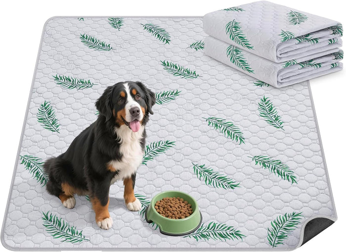 Washable Pee Pads for Dogs, 2Pack Reusable Puppy Pads, Super Absorbent & Leakproof Dog Pads, Anti-Slip Dog Pee Pads for Puppy Training & Incontinence, Feather Pattern 36"x41"