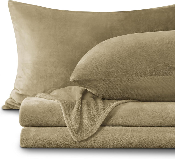 BEDELITE Fleece Sheets Queen Size Bed Set, Super Soft and Warm Fuzzy Plush Queen Sheet Set 4 Piece for Winter Gift & Decor , Includes 1 Deep Pocket Fitted Sheet, 1 Flat Sheet and 2 Pillowcases (Grey)