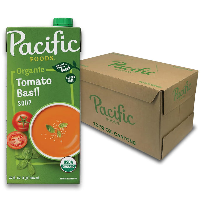 Pacific Foods Organic Tomato Basil Soup, 32 oz Carton