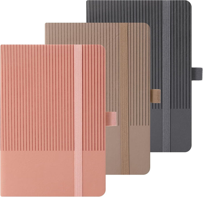 BOBO RABBIT 3 Pack Pocket Journal Notebooks A6 Size Small Mini Notebook For Note Taking Hardcover Leather College Ruled Lined Note Pads for Women Men, Total 576 Pages