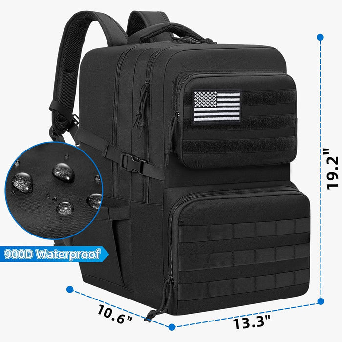 45L Military Tactical Backpack, Water-resistant Military MOLLE Assault Backpack Bag for Hunting Camping Travel Military Tactical Backpack for Men (Black)