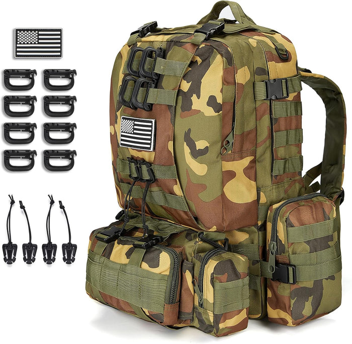 Large Military Tactical Backpack for Men, 40-50L Backpacks for Women, Bug out Bag Army 3 Days Pack Bags Rucksack with Molle System Green