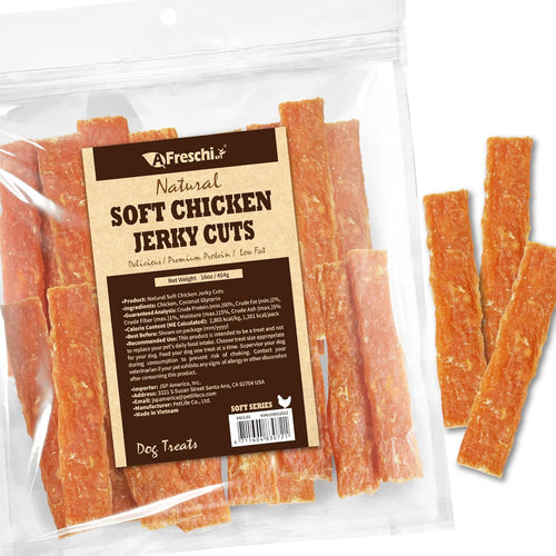 Afreschi Natural Soft Chicken Breast Strips 16 oz, Dog Treats, All Natural, Hypoallergenic & Grain-Free, High-Protein, Healthy & Easily Digestible, Soft Texture