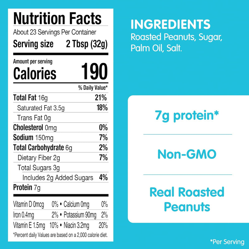 SKIPPY Natural Peanut Butter Creamy Spread, 26.5 oz Jar (Pack of 2)