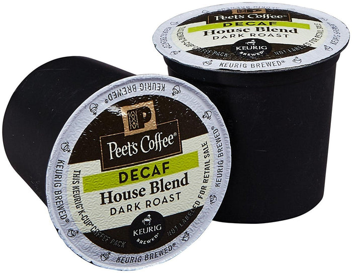Peet's Coffee, Dark Roast Decaf Keurig K-Cup Pods - Decaf House Blend 60 Count (6 Boxes of 10 K-Cup Pods)