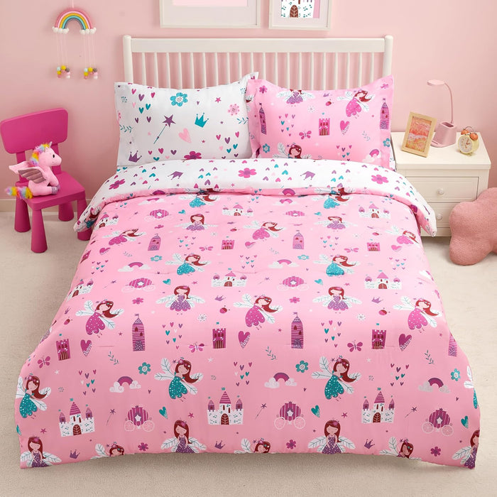Joiedomi Kid Twin Comforter Set 5 Piece Unicorn Rainbow Bedding Set for Boys/Girls Super Soft Microfiber Bed in a Bag with Comforter Sheets Pillowcase & Sham