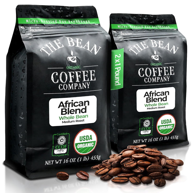 The Bean Organic Coffee Company Mocha Java, Medium Roast, Whole Bean Coffee, 16-Ounce Bags (Pack of 2)