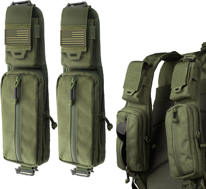 WYNEX Molle Accessories Pouch of Double Zipper Pocket Version, Backpack Strap Pouch Shoulder Strap Molle Attachment Tactical Accessories Bag Shoulder Starps Zipper Pocket Additional Phone Holder
