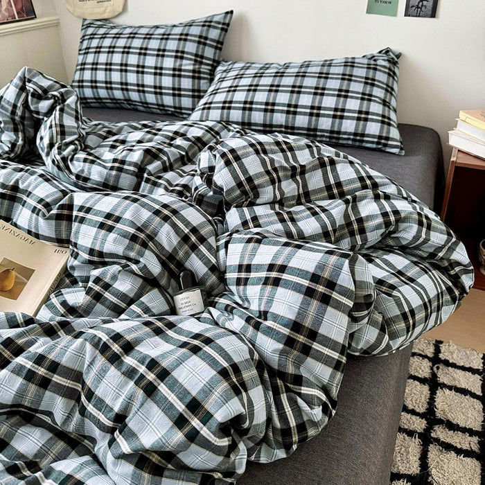 LifeTB Queen Comforter Set Tan Gingham Comforter Modern Style Beige Plaid Comforter Set 3 Pieces Fluffy Grid Checkered Comforter with 2 Pillowcases Boho Gingham Bedding Set Queen Size