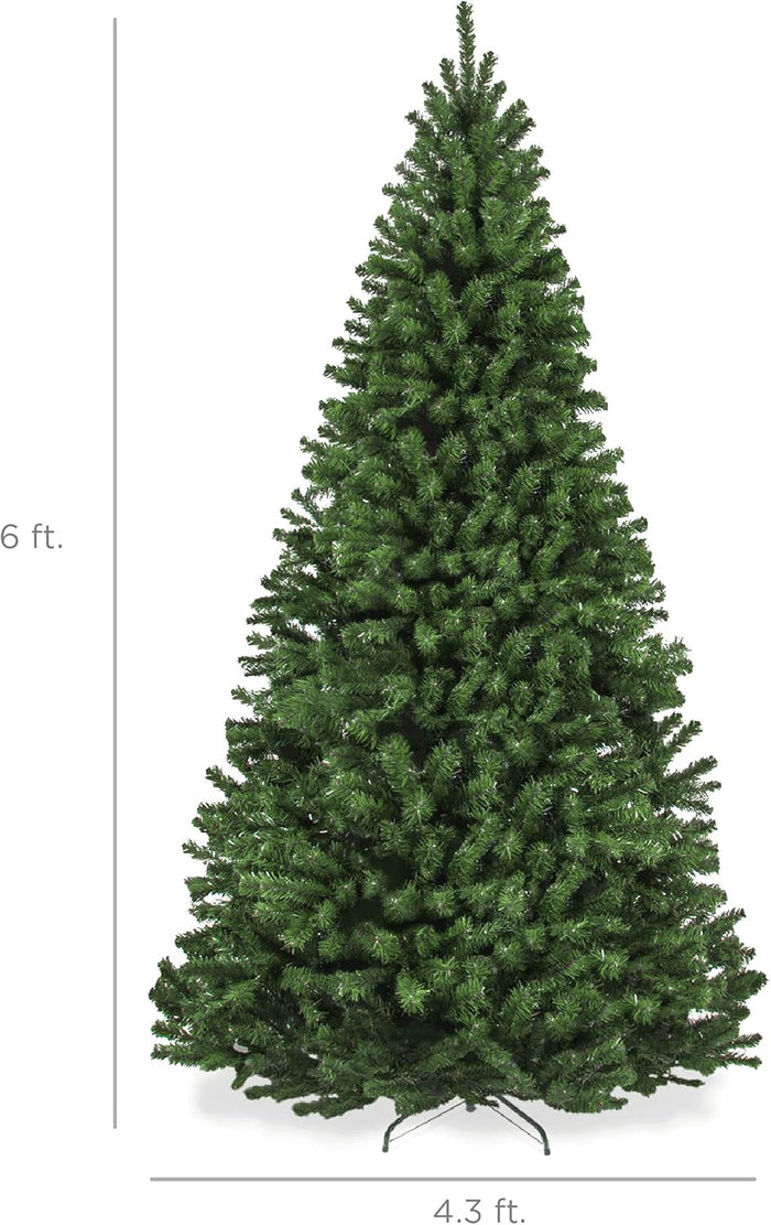 Best Choice Products Artificial Christmas Tree, 6ft Premium Unlit Realistic Spruce Holiday Décor w/Dense Branches, Easy Assembly, Metal Base