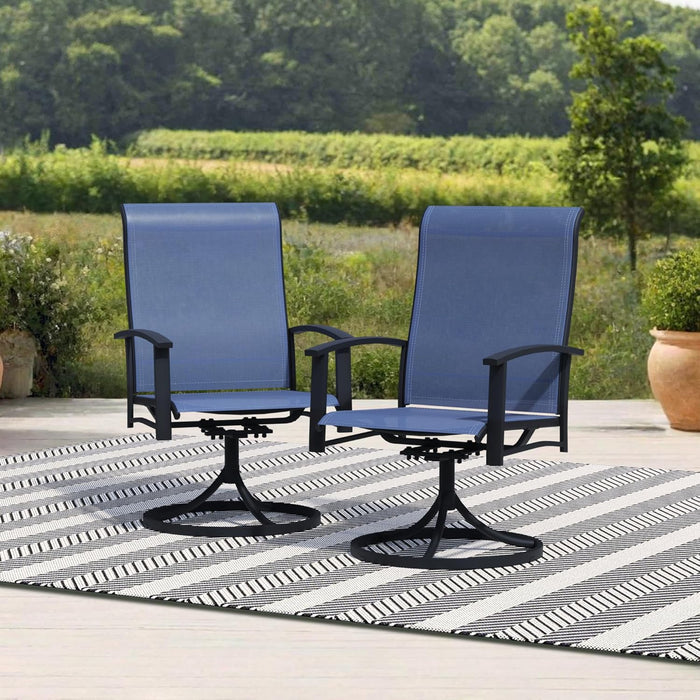 Outdoor Patio Swivel Dining Chairs Set of 4, All-Weather Swivel Rocker Chairs with Textilene High Back and Black Rust-Proof Metal Frame, Perfect for Patio, Lawn, Garden, or Backyard, Grey