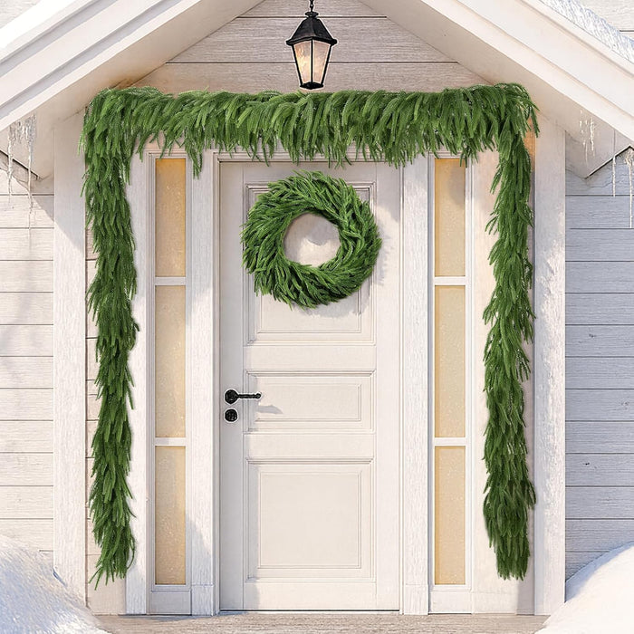 Neitra 2 Pcs Artificial Norfolk Pine Garlands, 6 Ft Real Touch Pine Garlands Christmas Garland for Table, Mantle, Stair, Wall, Indoor, Outdoor Christmas Decorations