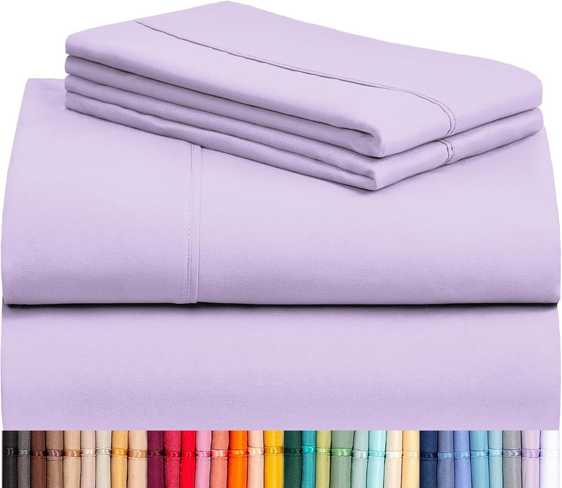 LuxClub 4 PC California King Size Sheet Set Deep Pockets Wrinkle Free Cooling Sheets Machine Washable Hotel Bedding Silky Soft - Cream California King