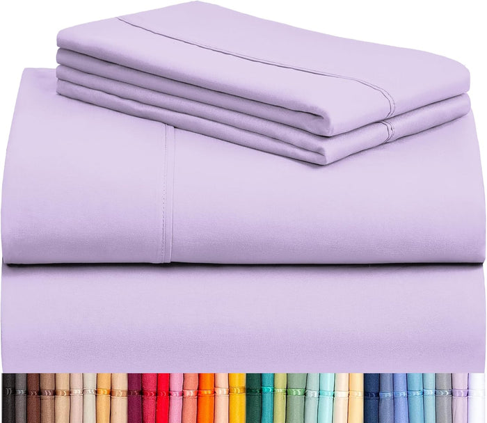 LuxClub 4 PC California King Sheet Set, Breathable Luxury Bed Sheets, Deep Pockets Wrinkle Free Cooling Sheets Machine Washable Hotel Bedding Silky Soft - Lavender Cal King