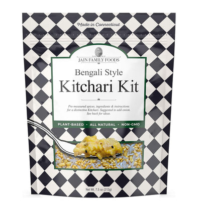 Jain Family Foods Bengali Kitchari Kit | Authentic Indian Meal Kit with Spiced Yellow Lentils | Plant Based, Gluten-Free, High Fiber | Easy One Pot Dinner, Instant Pot Friendly | Serves 2